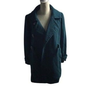 H&M Women's  Double Breasted Peacoat Green Size 6 Wool Jacket